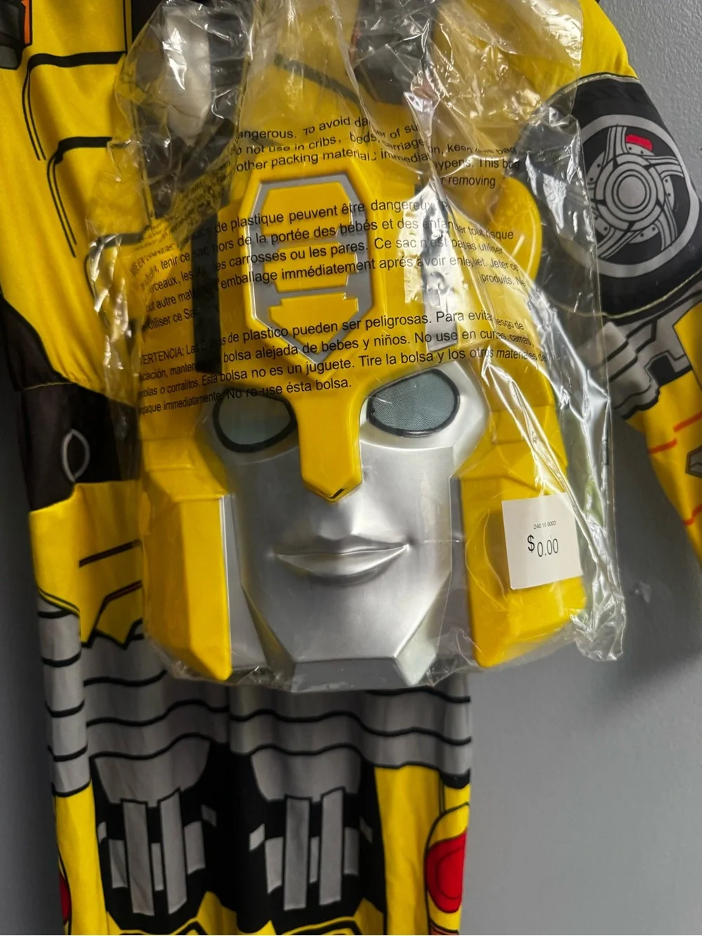 Kids Yellow Bumblebee Robot Costume - Padded Transformers Style size 3-4T